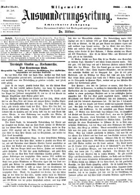 Allgemeine Auswanderungs-Zeitung Donnerstag 28. Juli 1864