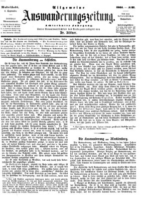 Allgemeine Auswanderungs-Zeitung Donnerstag 8. September 1864