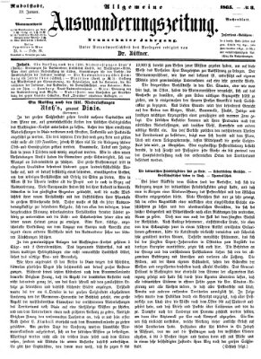 Allgemeine Auswanderungs-Zeitung Donnerstag 19. Januar 1865