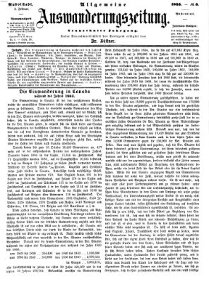 Allgemeine Auswanderungs-Zeitung Donnerstag 2. Februar 1865