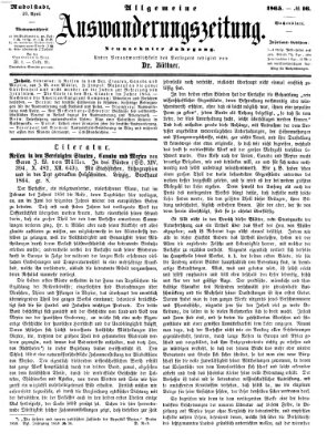Allgemeine Auswanderungs-Zeitung Donnerstag 20. April 1865