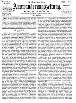 Allgemeine Auswanderungs-Zeitung Donnerstag 14. Dezember 1865