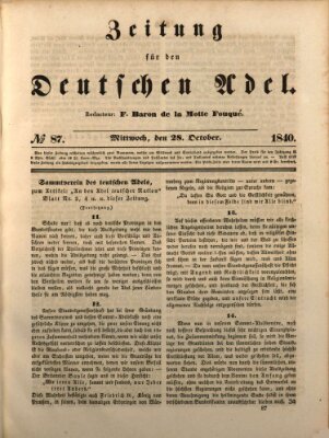 Zeitung für den deutschen Adel Mittwoch 28. Oktober 1840