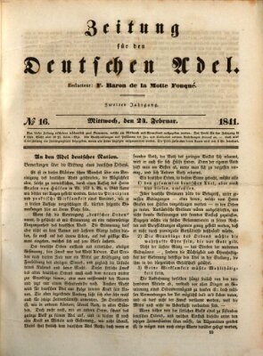 Zeitung für den deutschen Adel Mittwoch 24. Februar 1841