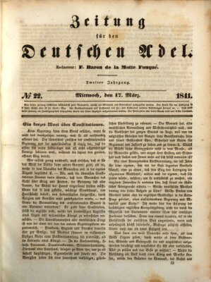 Zeitung für den deutschen Adel Mittwoch 17. März 1841