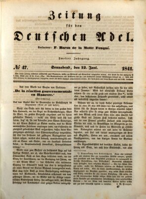 Zeitung für den deutschen Adel Samstag 12. Juni 1841