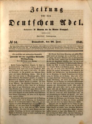 Zeitung für den deutschen Adel Samstag 26. Juni 1841