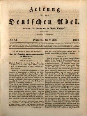 Zeitung für den deutschen Adel Mittwoch 7. Juli 1841