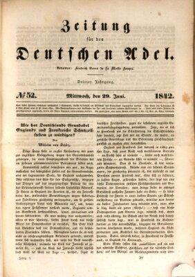 Zeitung für den deutschen Adel Mittwoch 29. Juni 1842