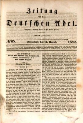 Zeitung für den deutschen Adel Samstag 13. August 1842