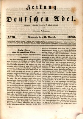 Zeitung für den deutschen Adel Mittwoch 31. August 1842