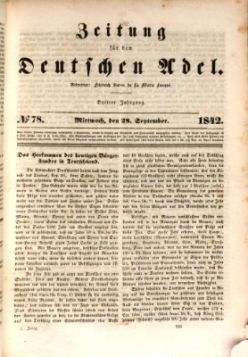 Zeitung für den deutschen Adel Mittwoch 28. September 1842
