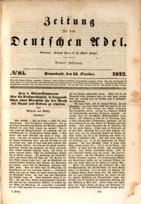 Zeitung für den deutschen Adel Samstag 15. Oktober 1842