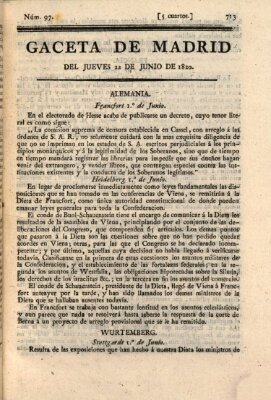 Gaceta de Madrid Donnerstag 22. Juni 1820