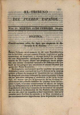 El Tribuno del pueblo español Dienstag 23. Februar 1813