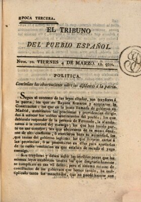 El Tribuno del pueblo español Freitag 4. März 1814