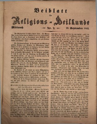 Allgemeine Gesundheits-Zeitung (Erlanger Zeitung zum allgemeinen Nutzen) Mittwoch 28. September 1842