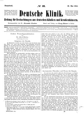 Deutsche Klinik Samstag 31. Mai 1851