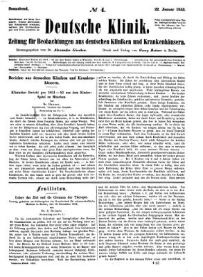 Deutsche Klinik Samstag 22. Januar 1853