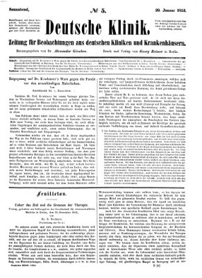 Deutsche Klinik Samstag 29. Januar 1853