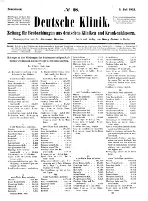 Deutsche Klinik Samstag 9. Juli 1853