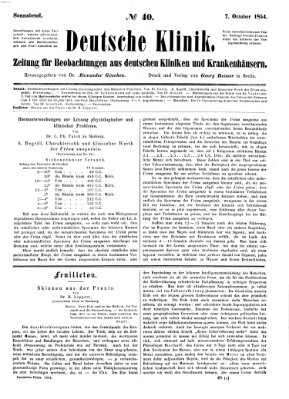 Deutsche Klinik Samstag 7. Oktober 1854