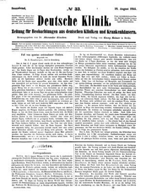 Deutsche Klinik Samstag 18. August 1855