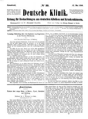 Deutsche Klinik Samstag 17. Mai 1856