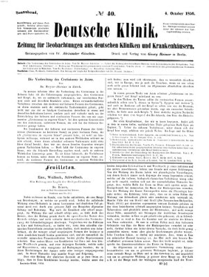 Deutsche Klinik Samstag 4. Oktober 1856