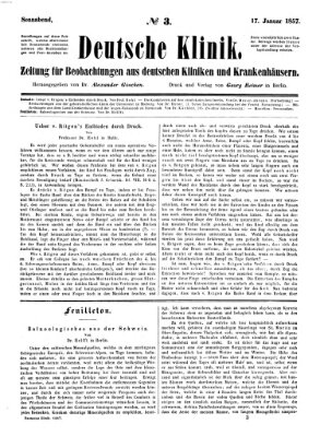 Deutsche Klinik Samstag 17. Januar 1857