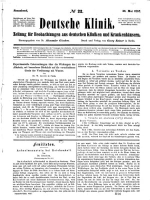 Deutsche Klinik Samstag 30. Mai 1857
