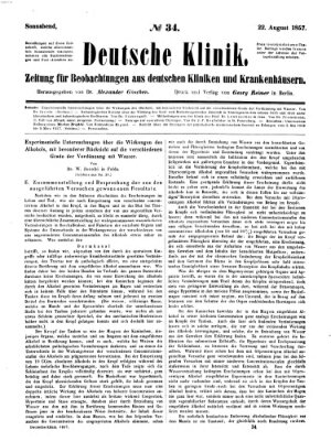 Deutsche Klinik Samstag 22. August 1857