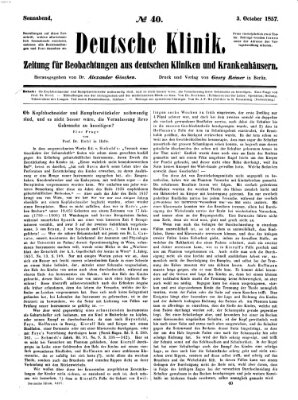 Deutsche Klinik Samstag 3. Oktober 1857