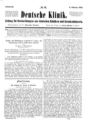 Deutsche Klinik Samstag 6. Februar 1858