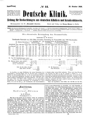 Deutsche Klinik Samstag 30. Oktober 1858