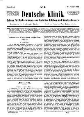 Deutsche Klinik Samstag 22. Januar 1859