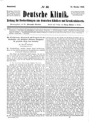 Deutsche Klinik Samstag 15. Oktober 1859