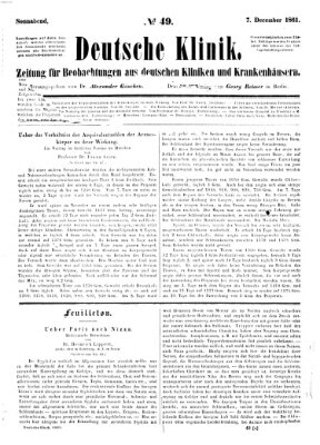 Deutsche Klinik Samstag 7. Dezember 1861