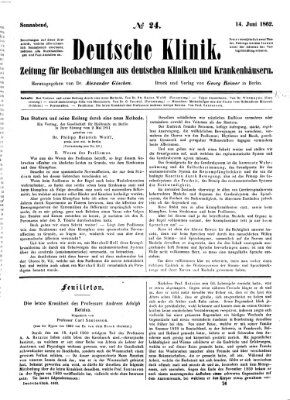 Deutsche Klinik Samstag 14. Juni 1862