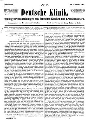 Deutsche Klinik Samstag 14. Februar 1863