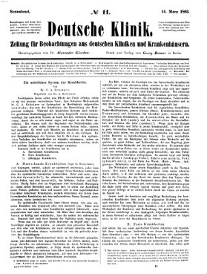 Deutsche Klinik Samstag 14. März 1863