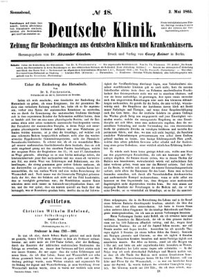 Deutsche Klinik Samstag 2. Mai 1863