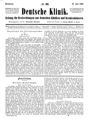 Deutsche Klinik Samstag 27. Juni 1863