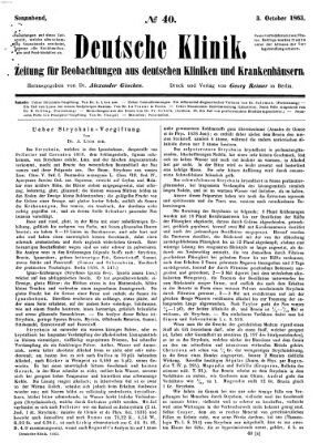 Deutsche Klinik Samstag 3. Oktober 1863