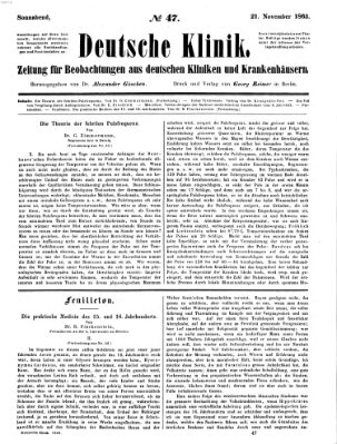 Deutsche Klinik Samstag 21. November 1863