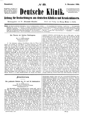 Deutsche Klinik Samstag 5. Dezember 1863