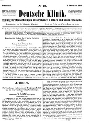 Deutsche Klinik Samstag 3. Dezember 1864