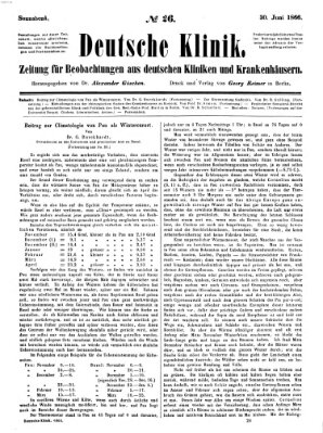 Deutsche Klinik Samstag 30. Juni 1866