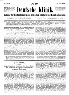 Deutsche Klinik Samstag 21. Juli 1866