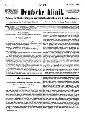 Deutsche Klinik Samstag 13. Oktober 1866